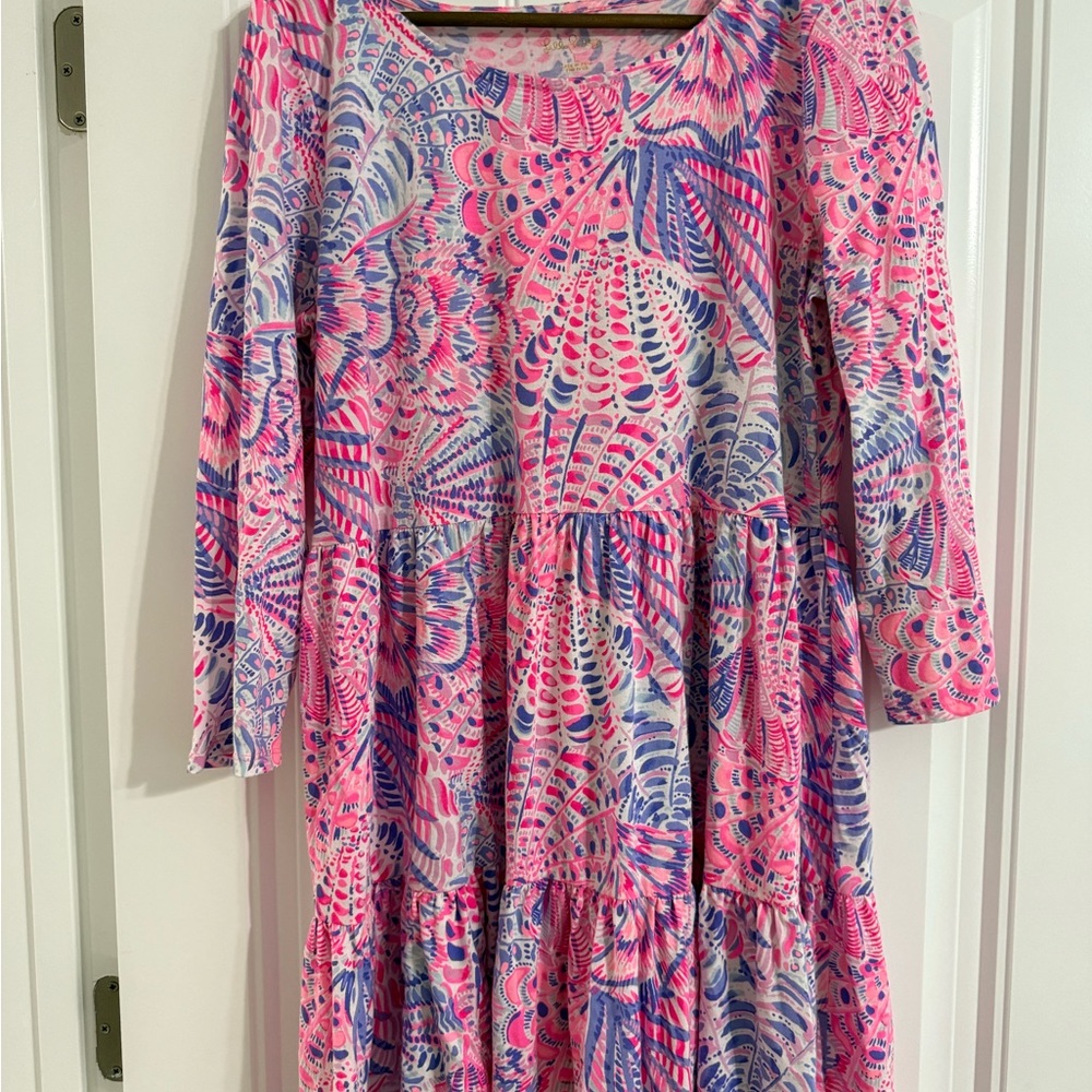 Lilly Pulitzer Pink and Blue Sundress with 3/4 Sleeves